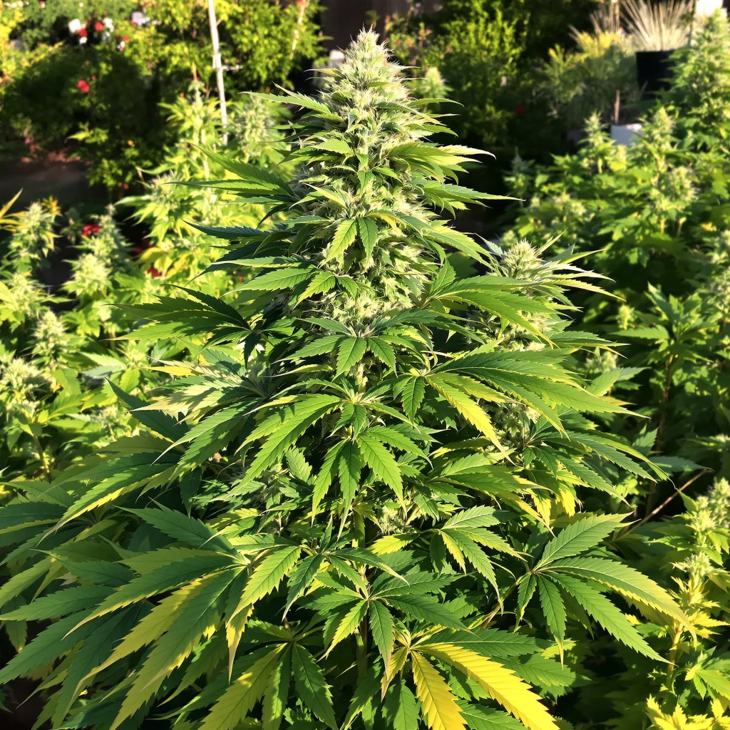 Blueberry 80% Indica / 20% Sativa — Blüte mit sichtbaren Trichomen