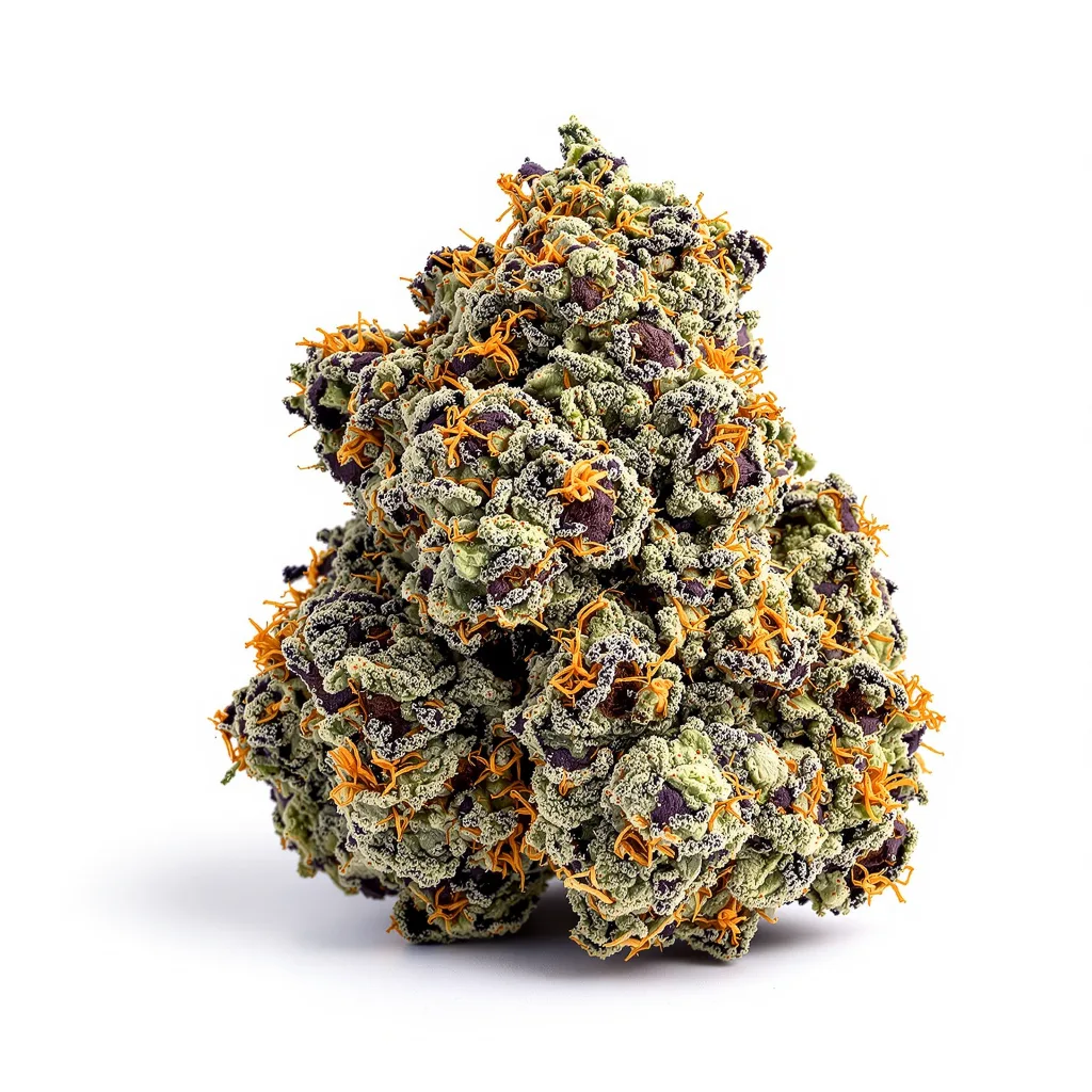 Blueberry 80% Indica / 20% Sativa — Blüte mit sichtbaren Trichomen