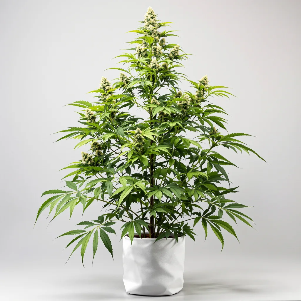 Blueberry Haze Cannabisblüte Nahaufnahme mit offene Blütenstruktur mit orangen Pistillen