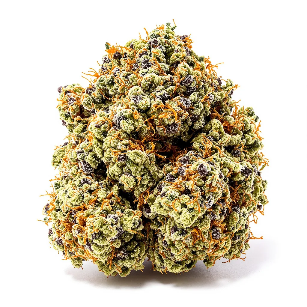 Blueberry Haze 40% Indica / 60% Sativa — Blüte mit sichtbaren Trichomen