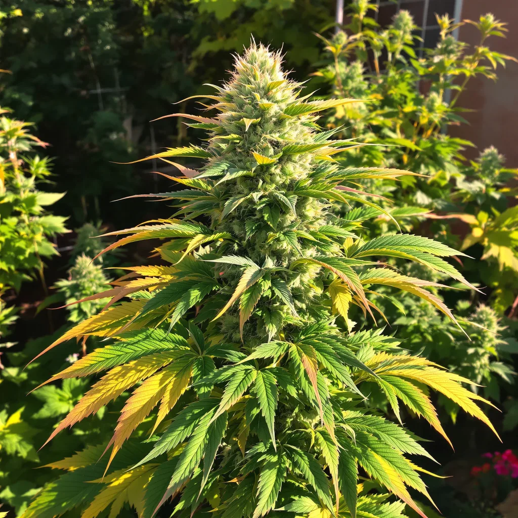 Blueberry Kush 80% Indica / 20% Sativa — Blüte mit sichtbaren Trichomen