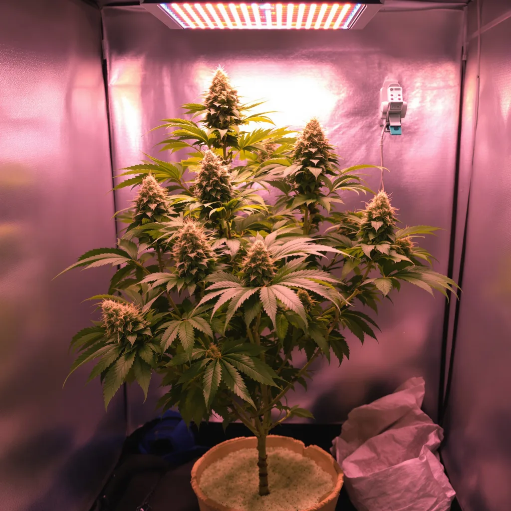 Blueberry Waltz 81% Indica / 19% Sativa — Blüte mit sichtbaren Trichomen