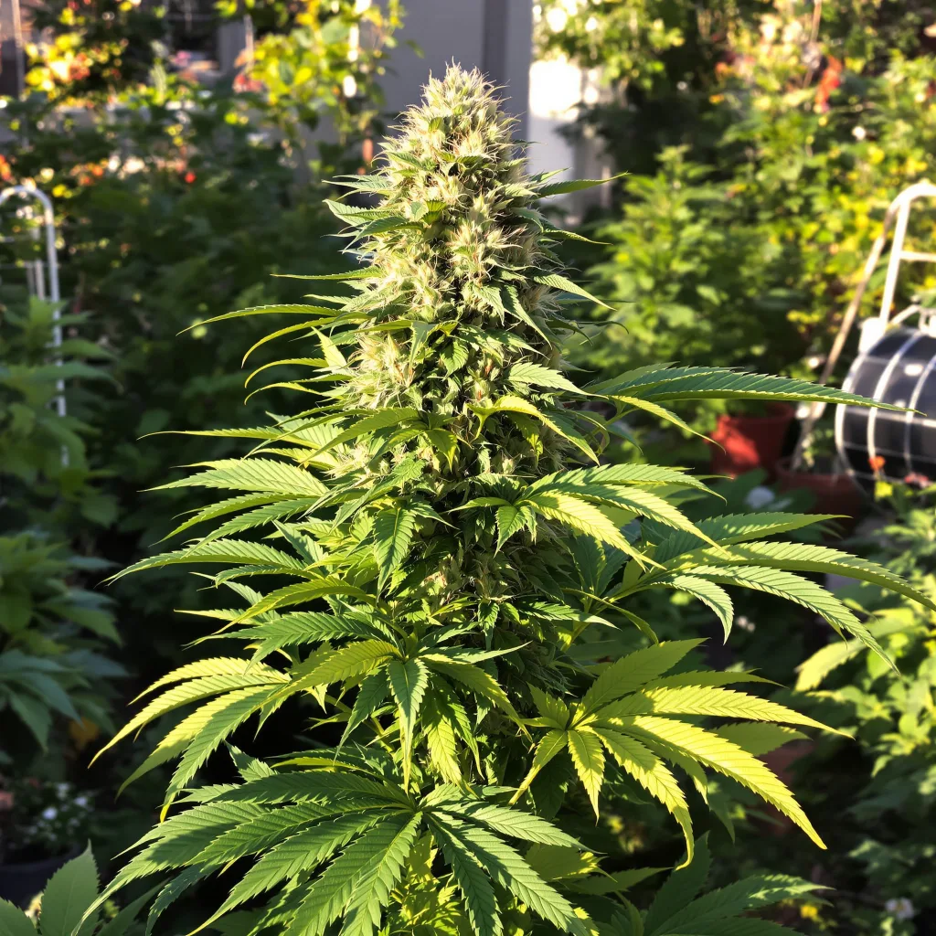 Blueberry Waltz 81% Indica / 19% Sativa — Blüte mit sichtbaren Trichomen
