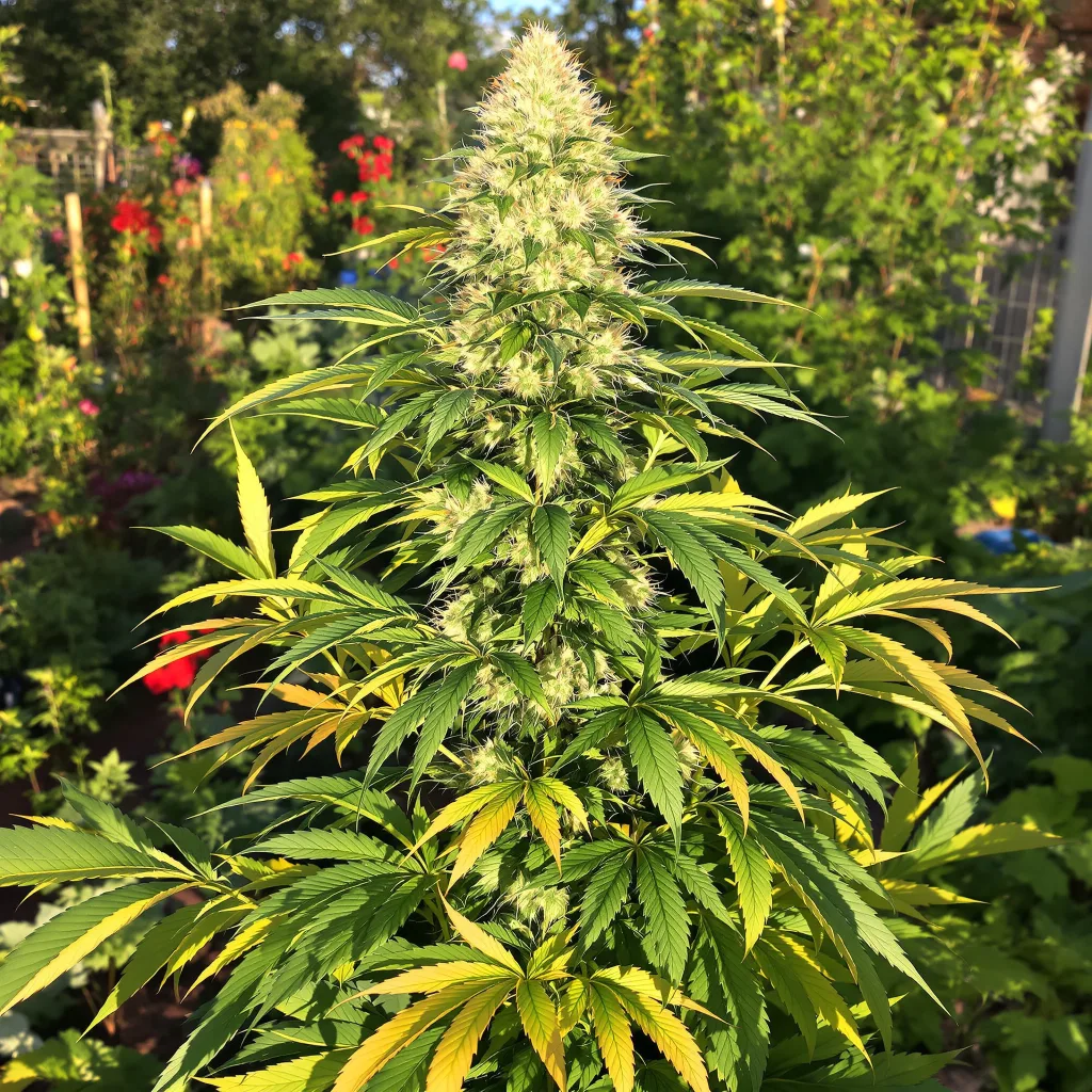 Bluniverse 43% Indica / 57% Sativa — Blüte mit sichtbaren Trichomen