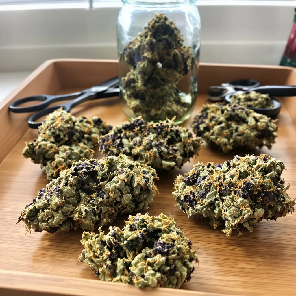 Brains Damage 66% Indica / 34% Sativa — Blüte mit sichtbaren Trichomen