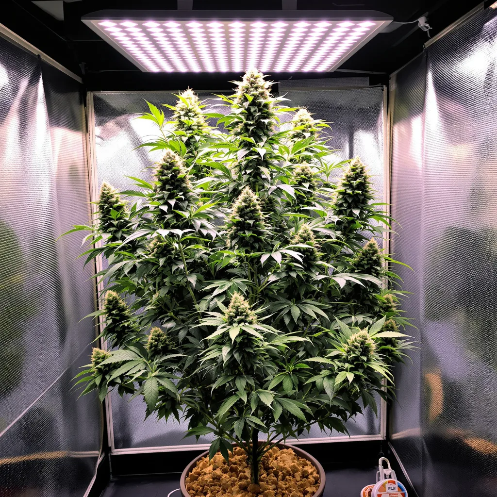 Brainwreck 40% Indica / 60% Sativa — Blüte mit sichtbaren Trichomen