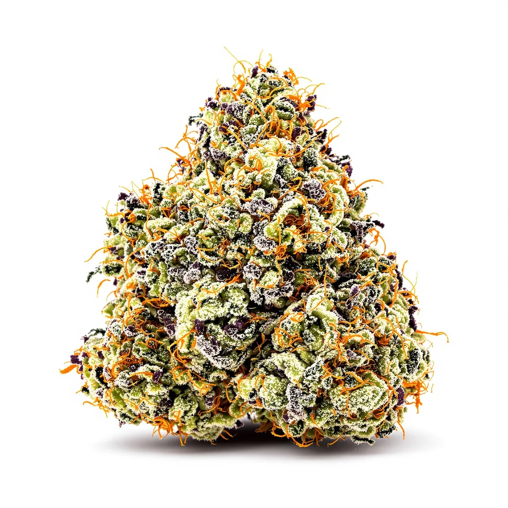 Brainwreck 40% Indica / 60% Sativa — Blüte mit sichtbaren Trichomen