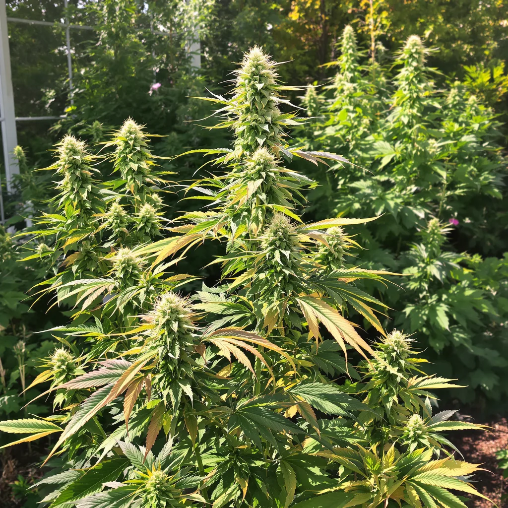 Bruce Almighty 10% Indica / 90% Sativa — Blüte mit sichtbaren Trichomen