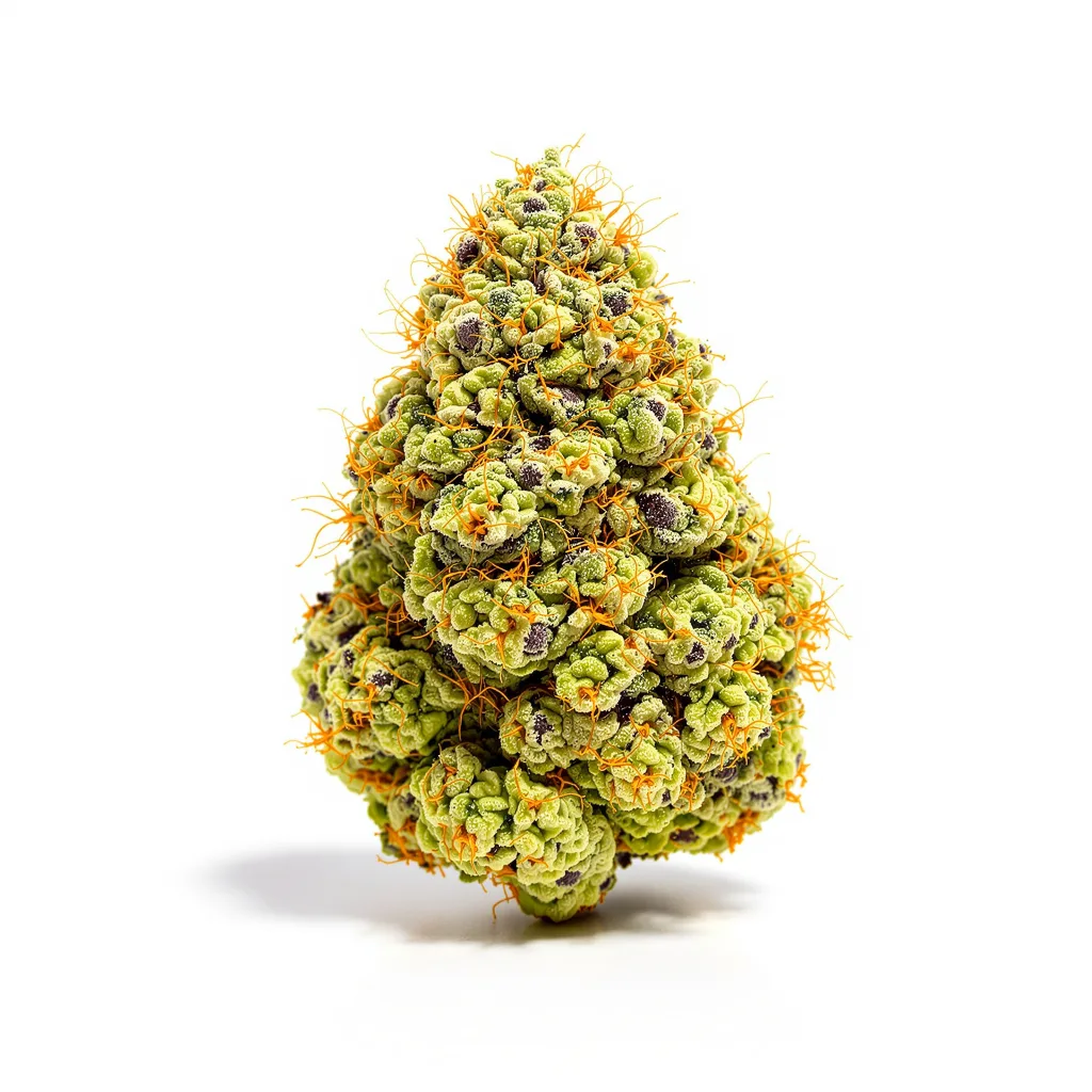Bruce Almighty 10% Indica / 90% Sativa — Blüte mit sichtbaren Trichomen