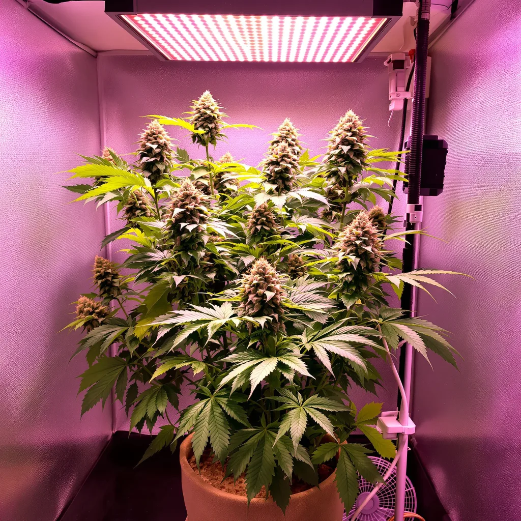 Bubba Gift 82% Indica / 18% Sativa — Blüte mit sichtbaren Trichomen