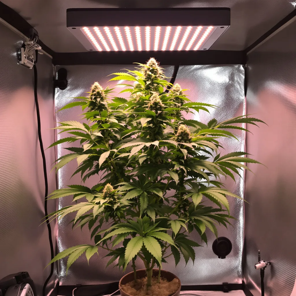 Bubba OG 80% Indica / 20% Sativa — Blüte mit sichtbaren Trichomen
