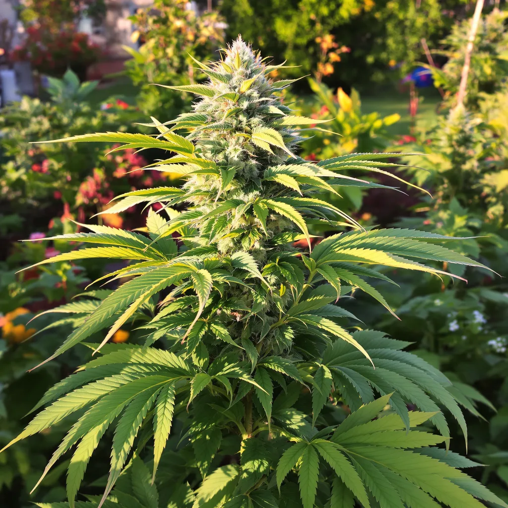 Bubba OG 80% Indica / 20% Sativa — Blüte mit sichtbaren Trichomen