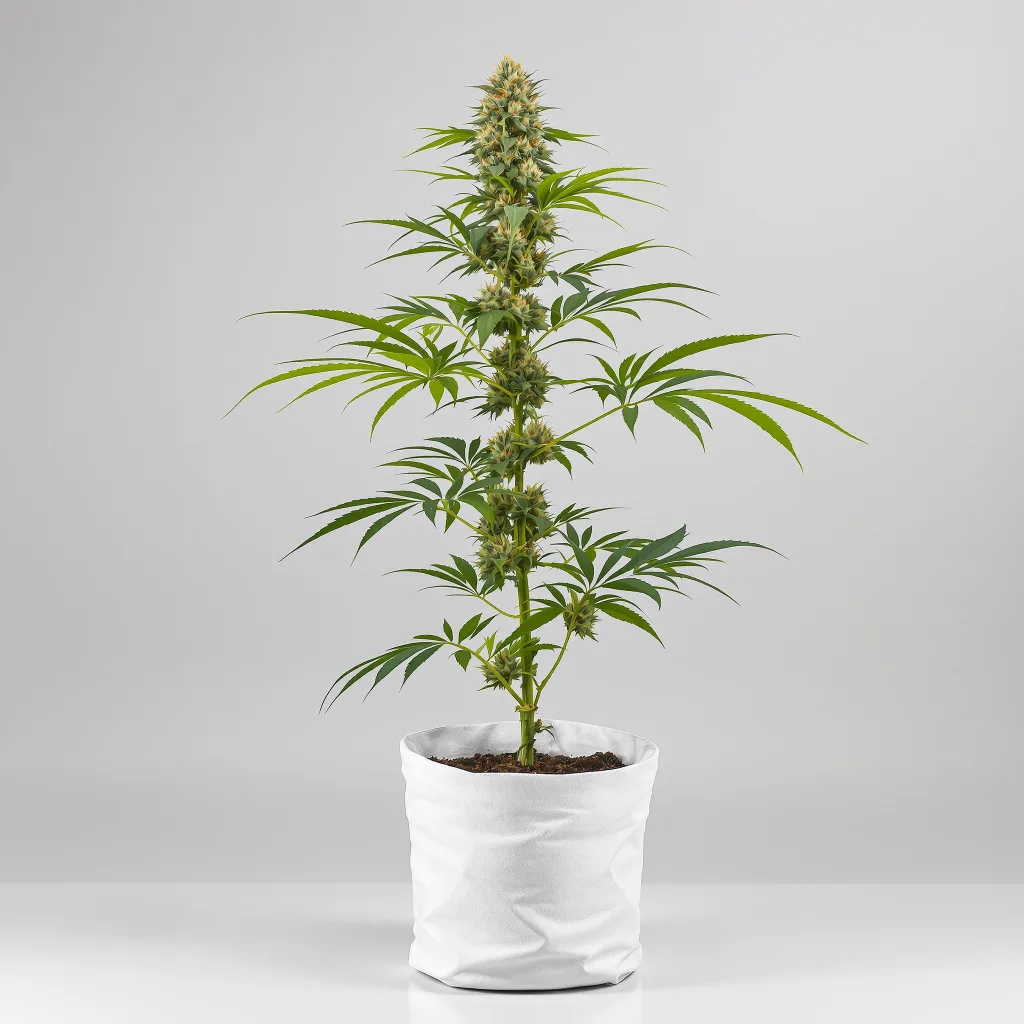 Bubbleberry Cannabisblüte Nahaufnahme mit ausgewogene Blütenstruktur mit eisigen Trichomen