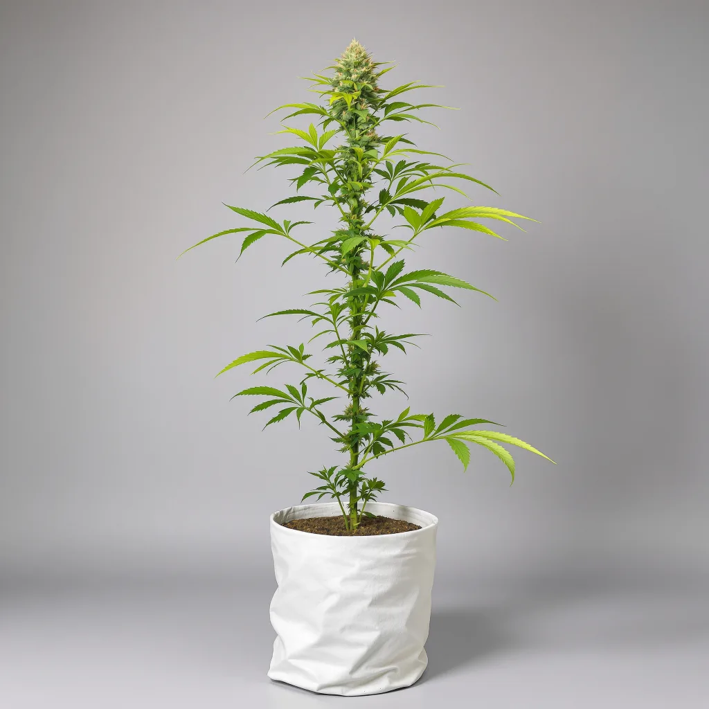 Burmese Kush Cannabisblüte Nahaufnahme mit ausgewogene Blütenstruktur mit eisigen Trichomen