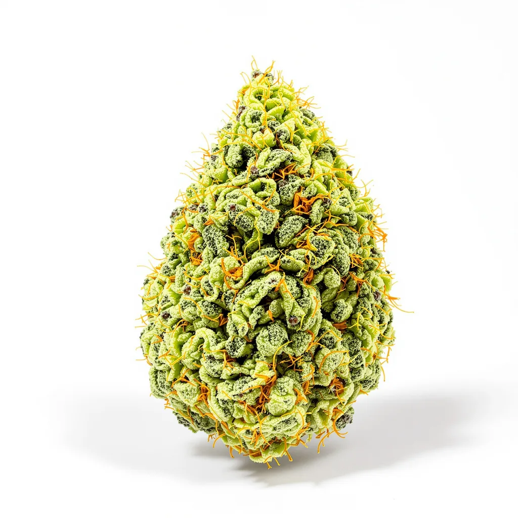 Butterscotch 14% Indica / 86% Sativa — Blüte mit sichtbaren Trichomen