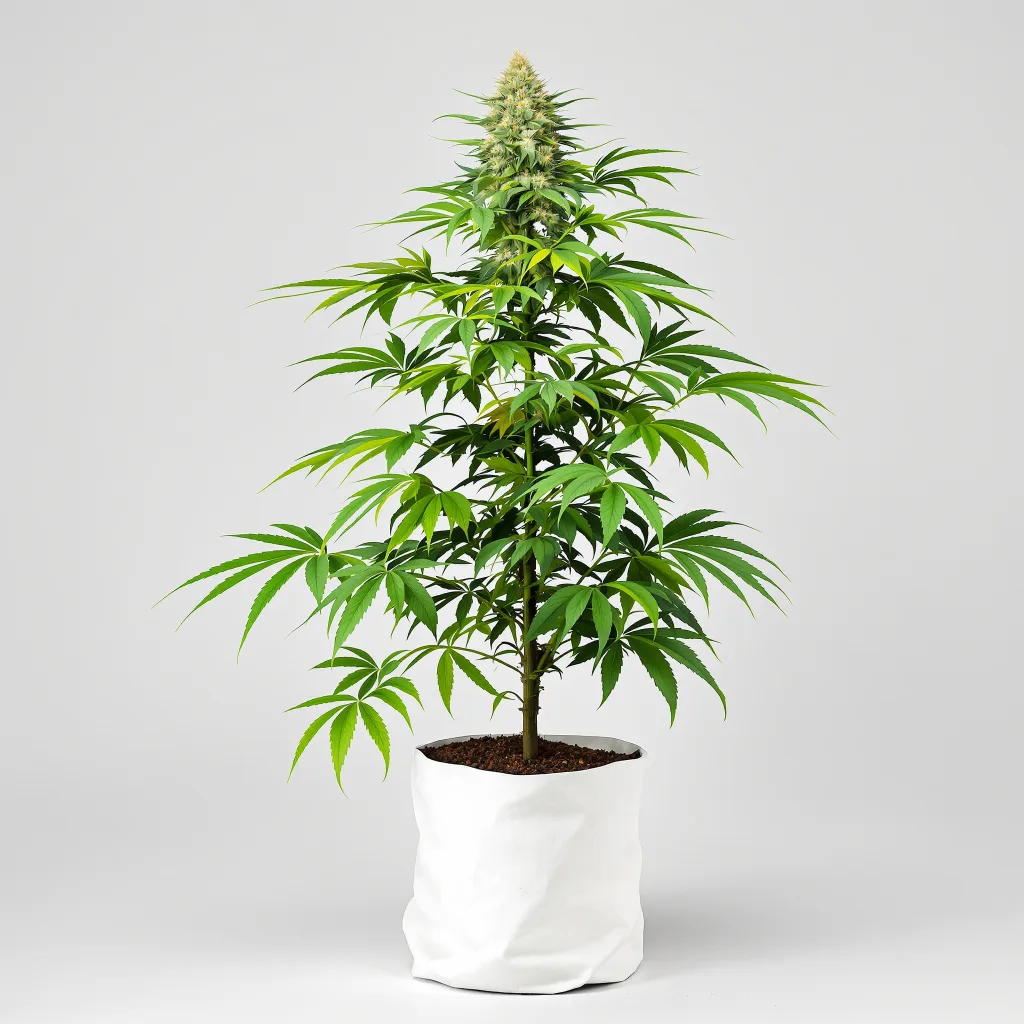 C4 Cannabisblüte Nahaufnahme mit ausgewogene Blütenstruktur mit eisigen Trichomen