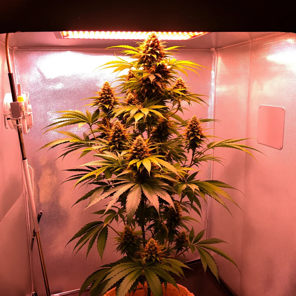 California Love 30% Indica / 70% Sativa — Blüte mit sichtbaren Trichomen