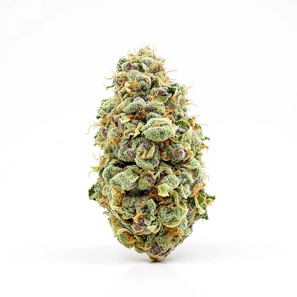 California Orange 50% Indica / 50% Sativa — Blüte mit sichtbaren Trichomen