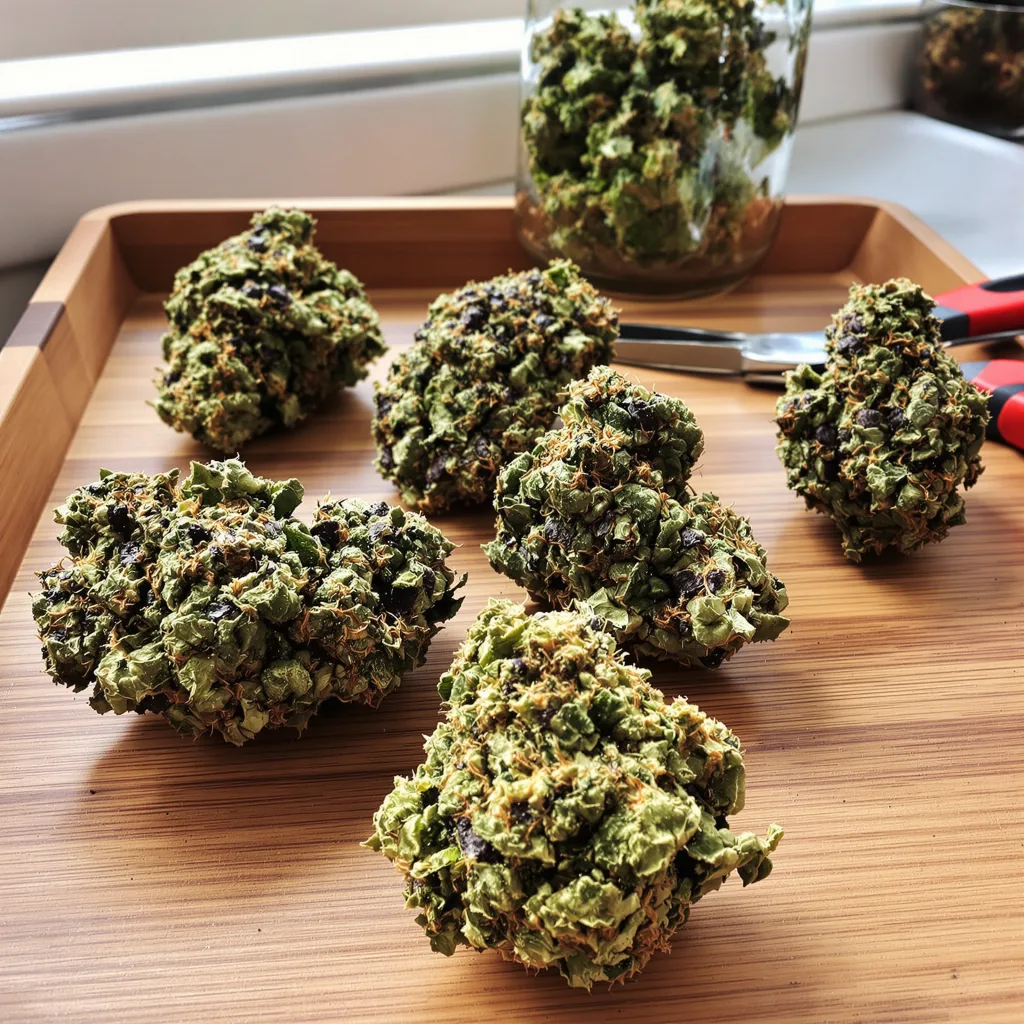 Candy Cane 88% Indica / 12% Sativa — Blüte mit sichtbaren Trichomen