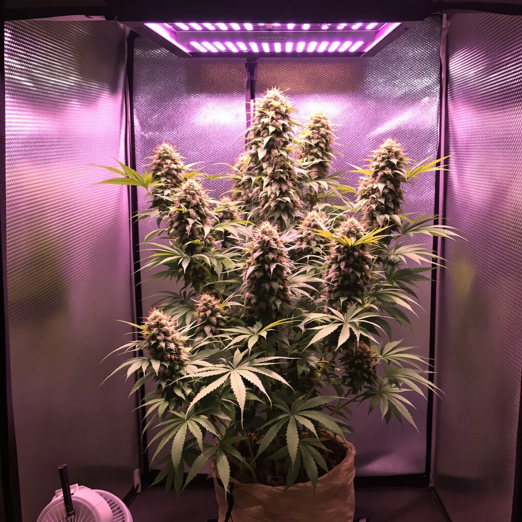 Candy Jack 50% Indica / 50% Sativa — Blüte mit sichtbaren Trichomen