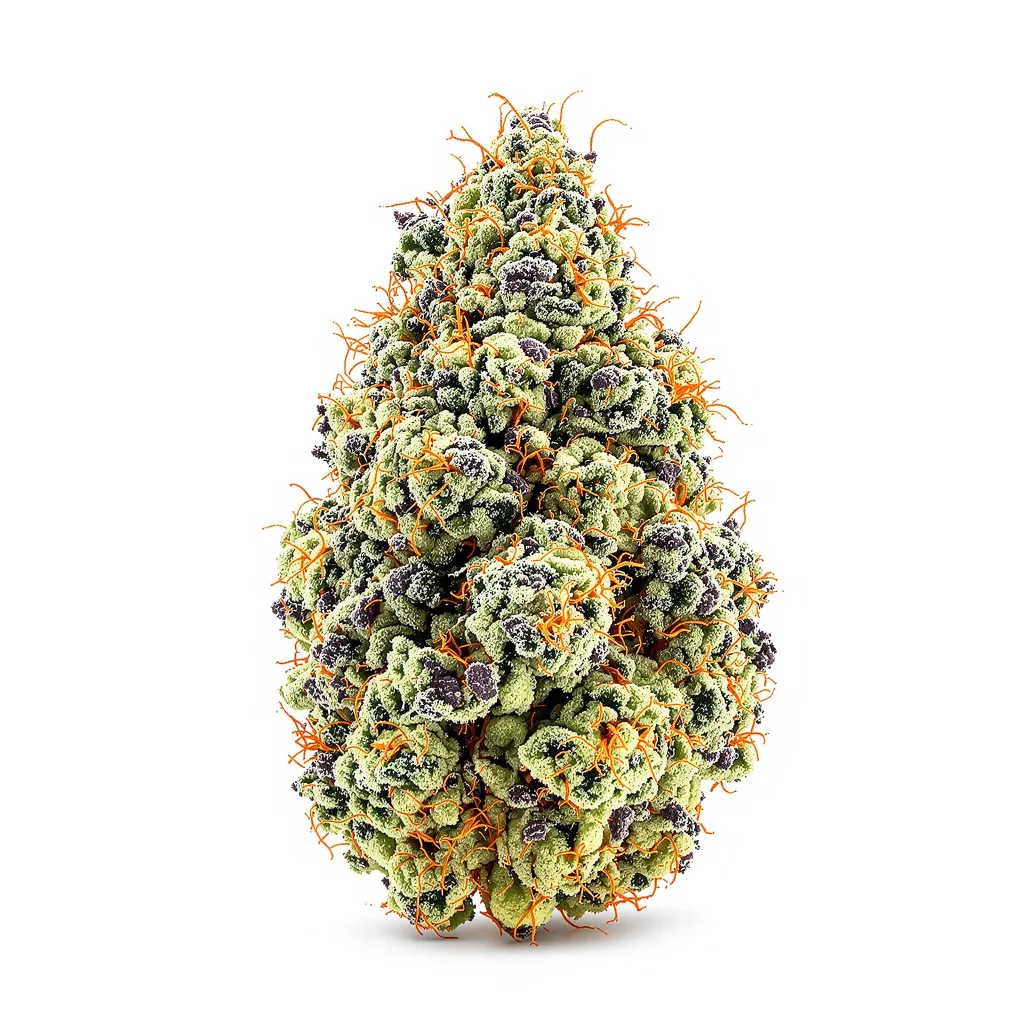 Candyland 50% Indica / 50% Sativa — Blüte mit sichtbaren Trichomen
