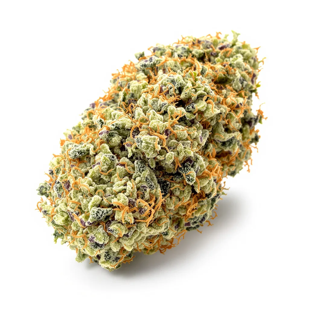 Canna-Tsu Kush 50% Indica / 50% Sativa — Blüte mit sichtbaren Trichomen