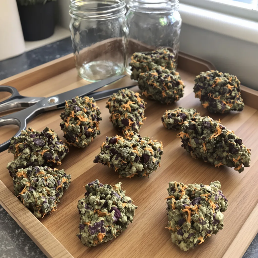 Capers 71% Indica / 29% Sativa — Blüte mit sichtbaren Trichomen