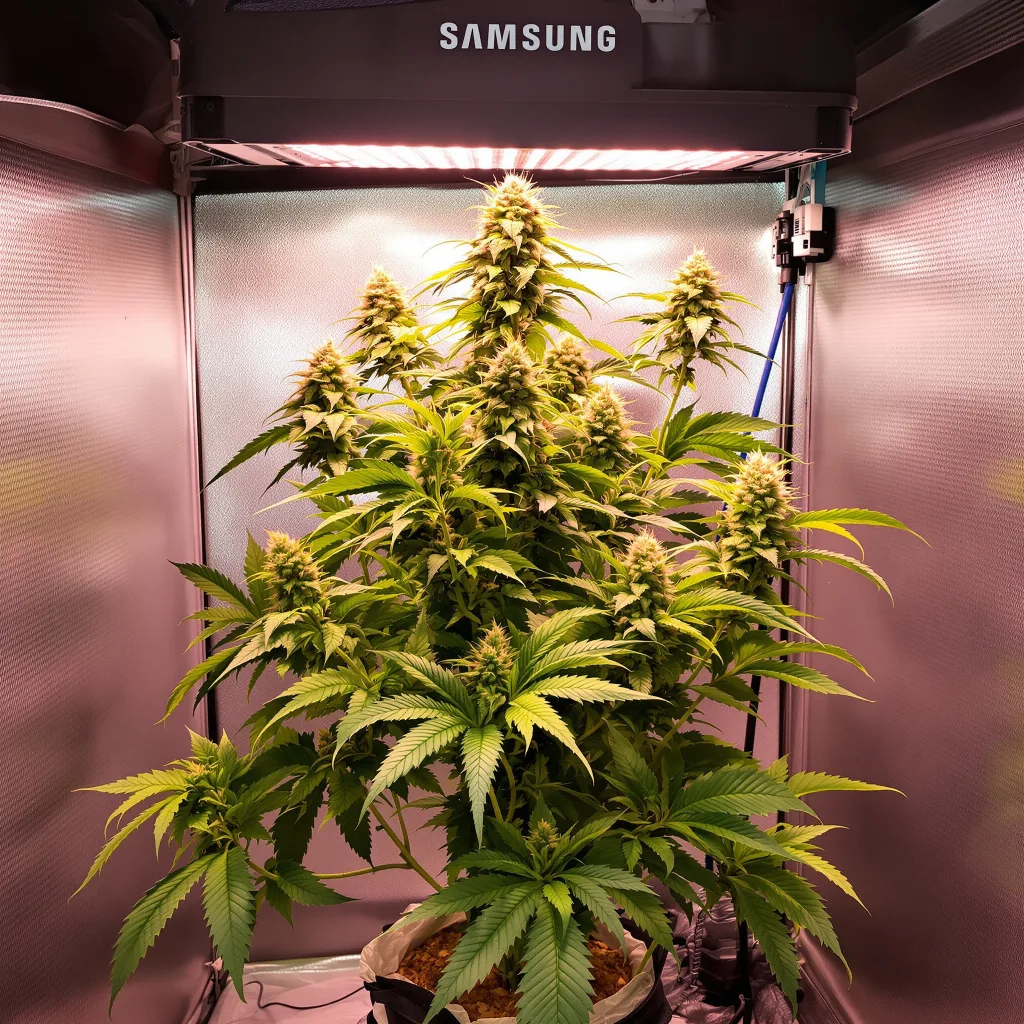 Casper OG 71% Indica / 29% Sativa — Blüte mit sichtbaren Trichomen