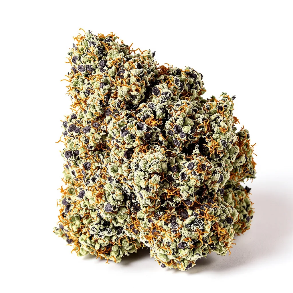 Casper OG 71% Indica / 29% Sativa — Blüte mit sichtbaren Trichomen