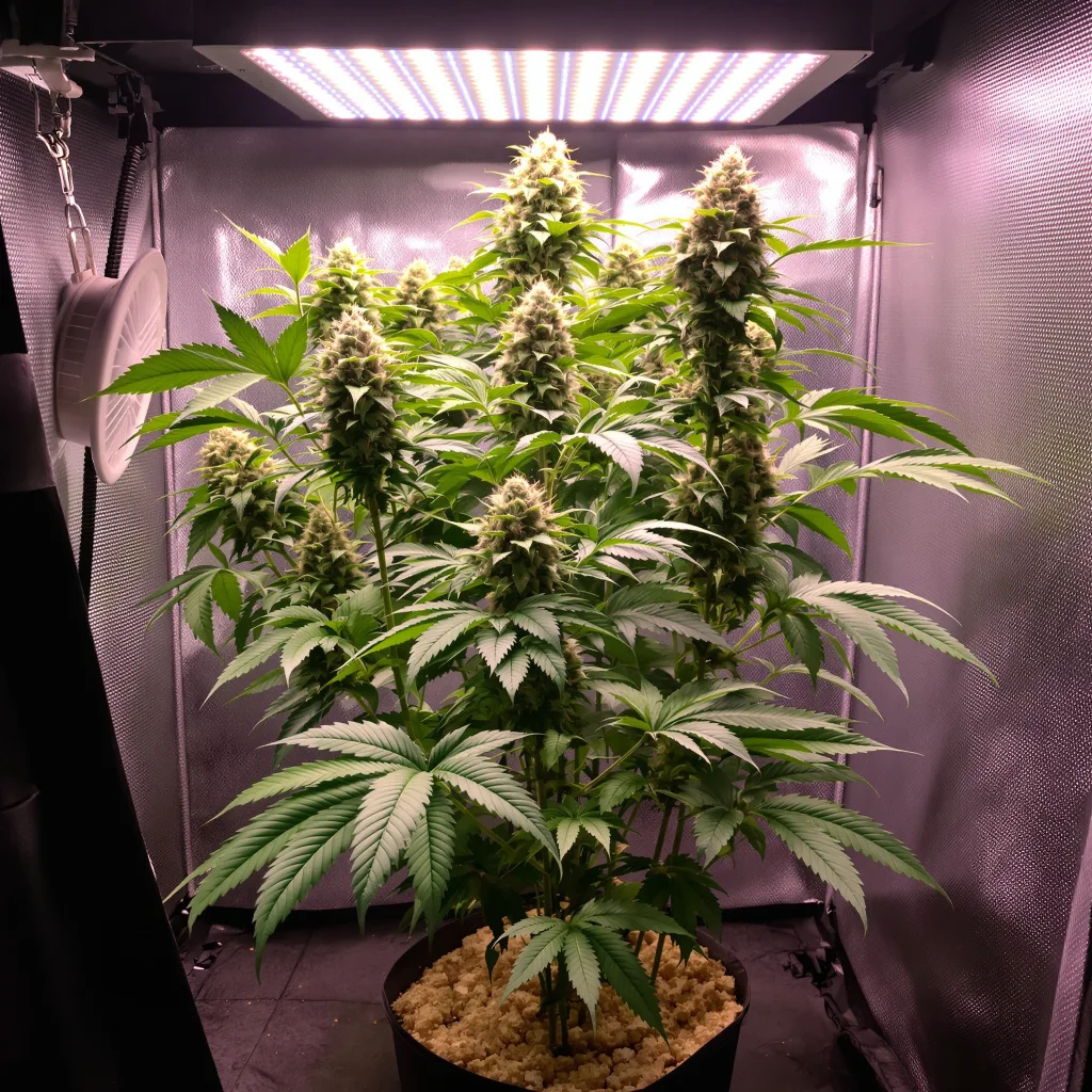 Cataract Kush 90% Indica / 50% Sativa — Blüte mit sichtbaren Trichomen