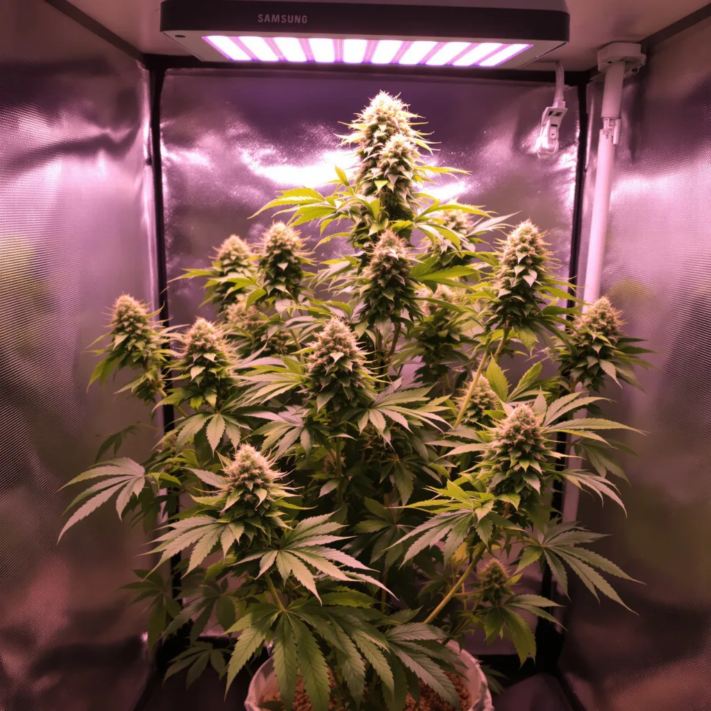 CBD Critical Cure 48% Indica / 52% Sativa — Blüte mit sichtbaren Trichomen
