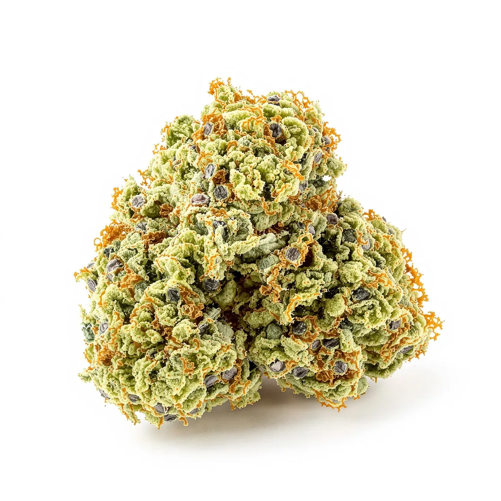 CBD Critical Cure 48% Indica / 52% Sativa — Blüte mit sichtbaren Trichomen