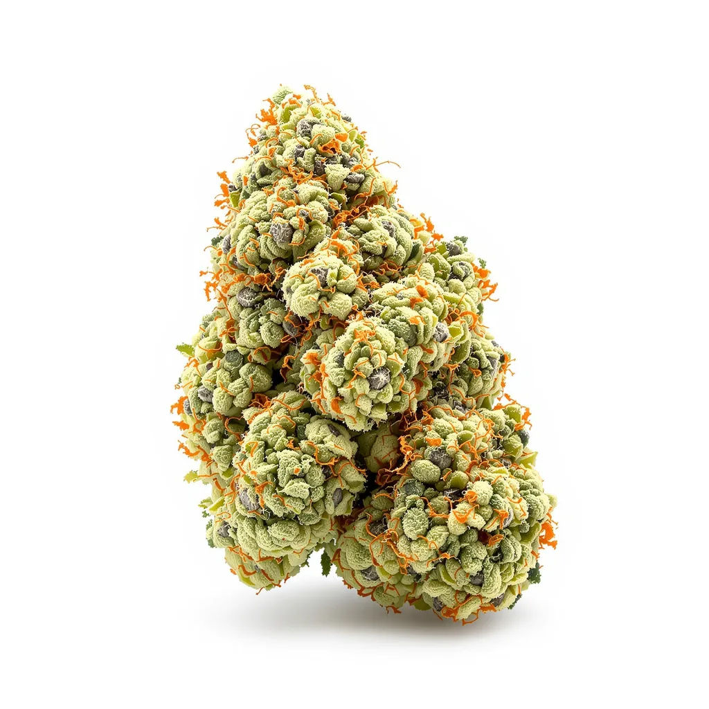 CBD Haze 40% Indica / 60% Sativa — Blüte mit sichtbaren Trichomen