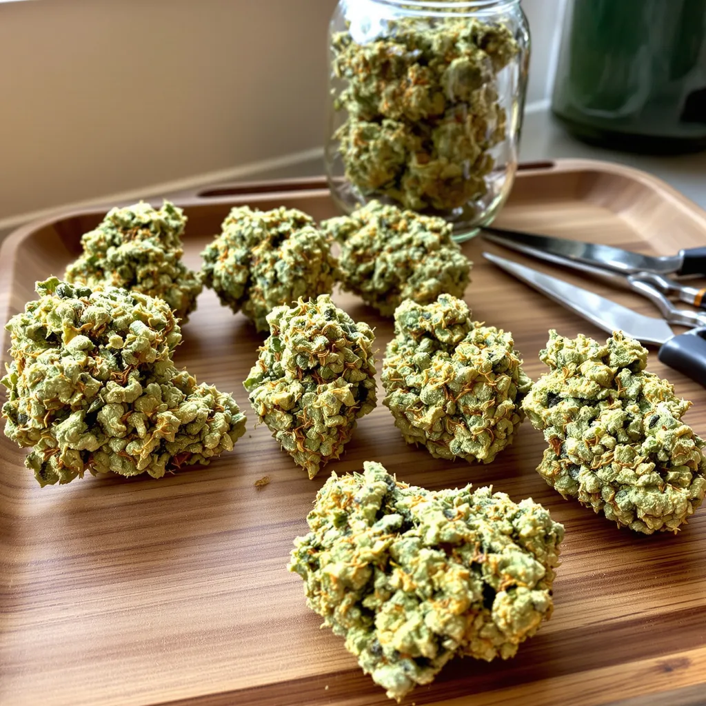 CBD Lemon Potion 44% Indica / 56% Sativa — Blüte mit sichtbaren Trichomen