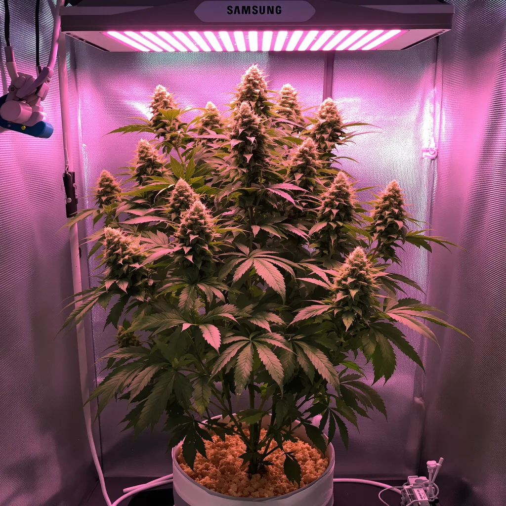 CBD Lemon Potion 44% Indica / 56% Sativa — Blüte mit sichtbaren Trichomen