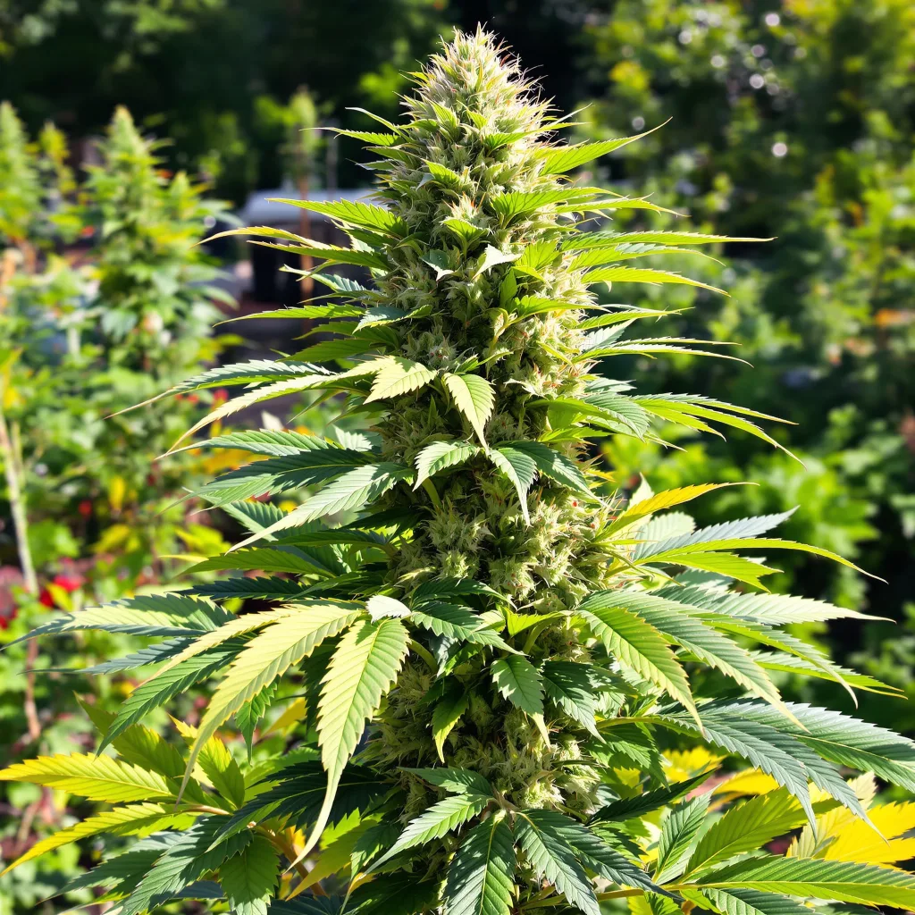 CBD Lemon Potion 44% Indica / 56% Sativa — Blüte mit sichtbaren Trichomen