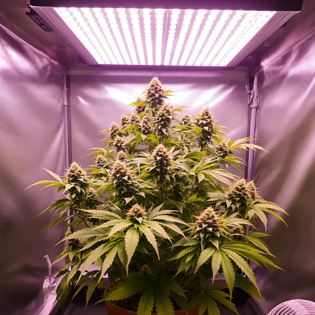 CBD Moby Dick 58% Indica / 42% Sativa — Blüte mit sichtbaren Trichomen