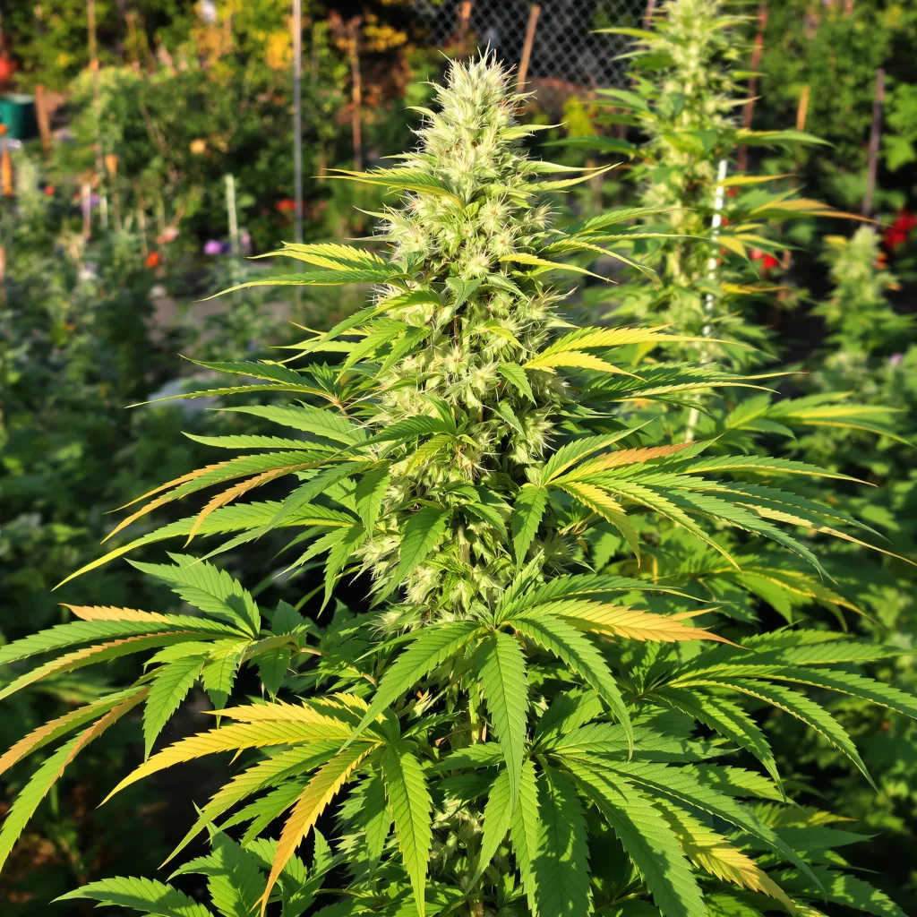 CBD Yummy 53% Indica / 47% Sativa — Blüte mit sichtbaren Trichomen