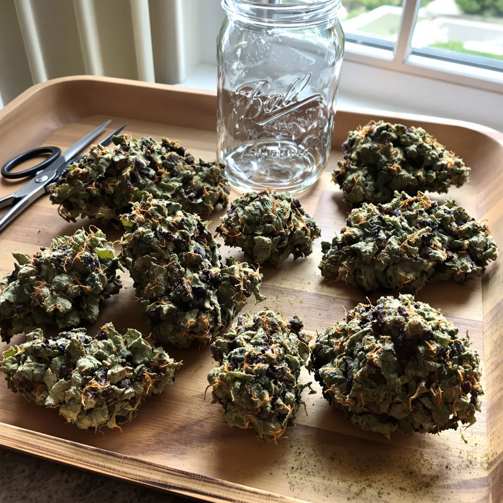 Cheese Quake 69% Indica / 31% Sativa — Blüte mit sichtbaren Trichomen