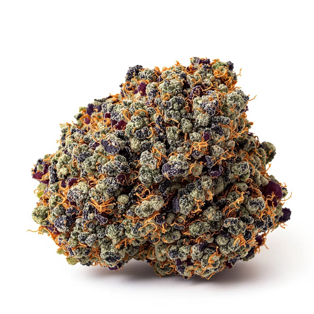 Cheese Quake 69% Indica / 31% Sativa — Blüte mit sichtbaren Trichomen