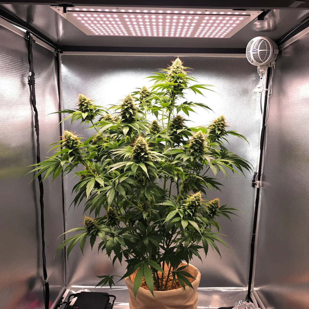 Cheetah Piss 41% Indica / 59% Sativa — Blüte mit sichtbaren Trichomen
