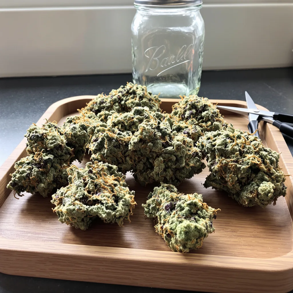 Chem Crush 40% Indica / 60% Sativa — Blüte mit sichtbaren Trichomen
