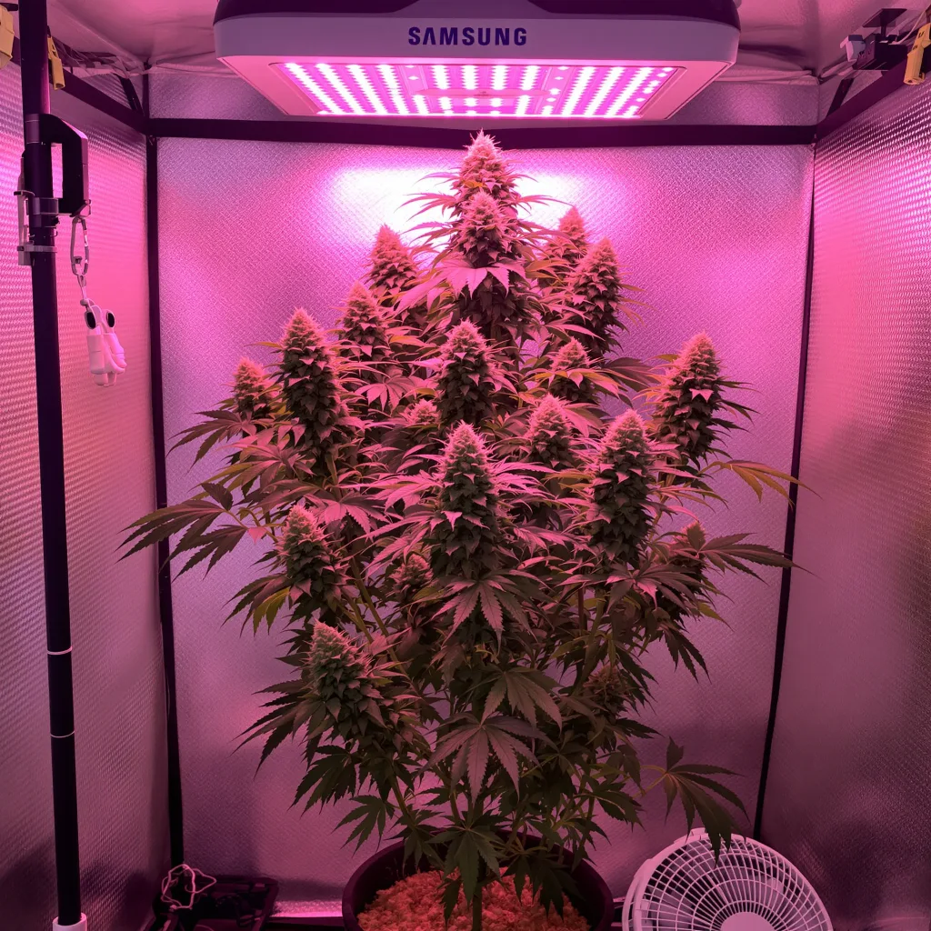 Chem Crush 40% Indica / 60% Sativa — Blüte mit sichtbaren Trichomen