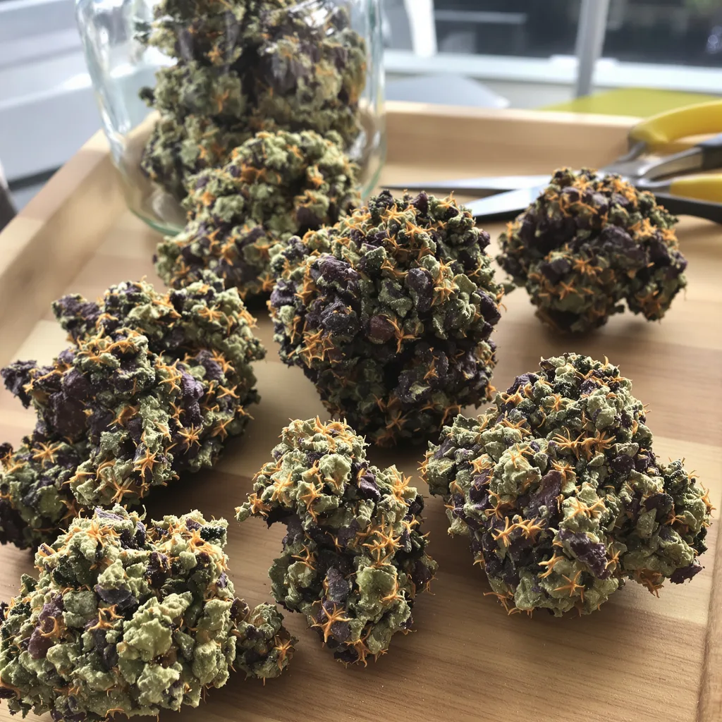 Chem Scout 86% Indica / 14% Sativa — Blüte mit sichtbaren Trichomen