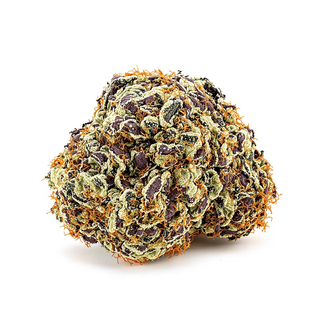 Chem Scout 86% Indica / 14% Sativa — Blüte mit sichtbaren Trichomen