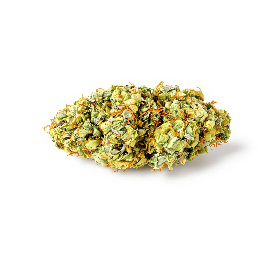 Chem Valley Kush 23% Indica / 77% Sativa — Blüte mit sichtbaren Trichomen
