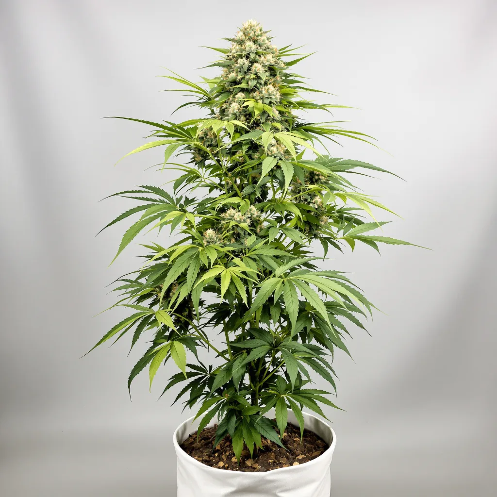 Chemdawg Sour Diesel Cannabisblüte Nahaufnahme mit offene Blütenstruktur mit orangen Pistillen