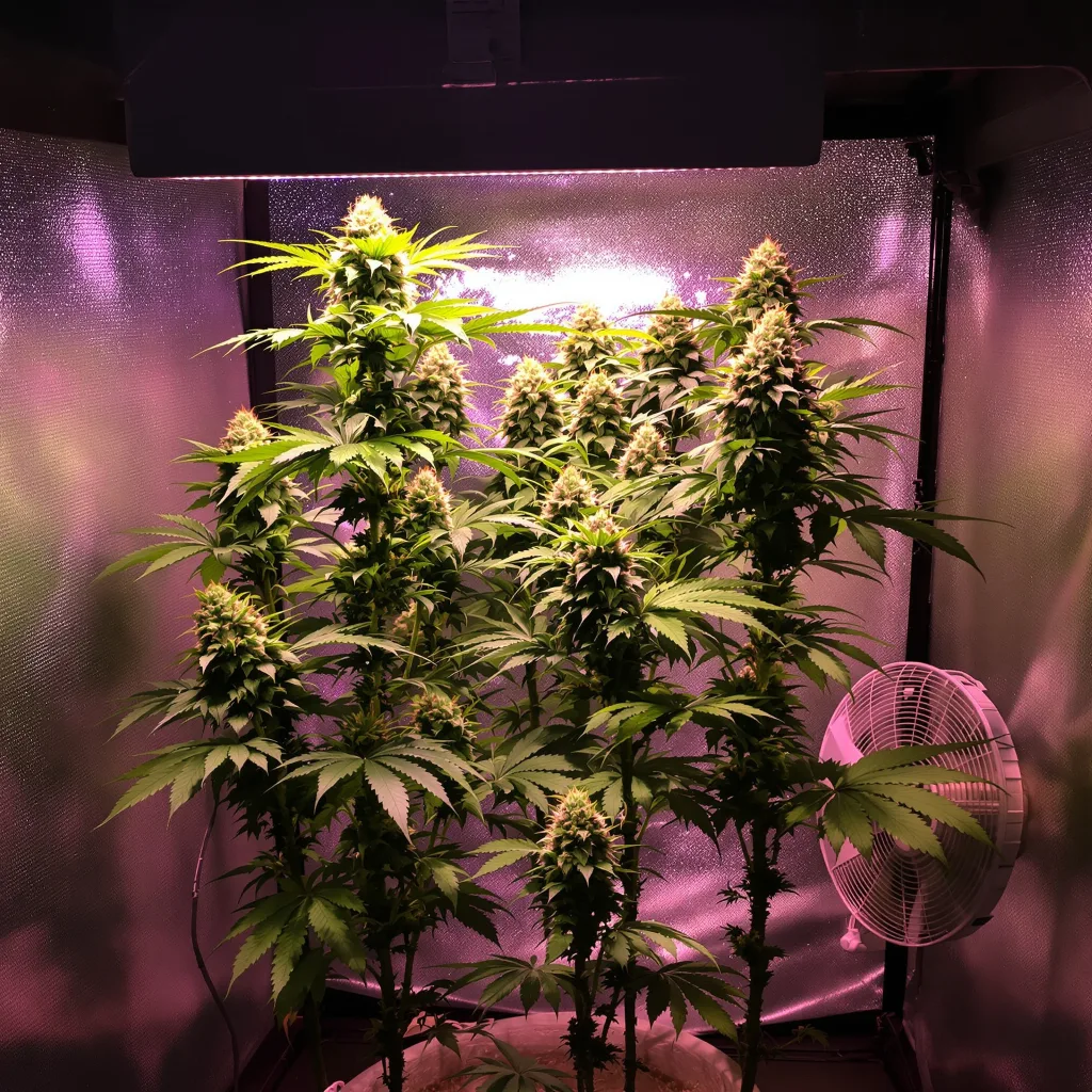 Chemdawg Sour Diesel 40% Indica / 60% Sativa — Blüte mit sichtbaren Trichomen