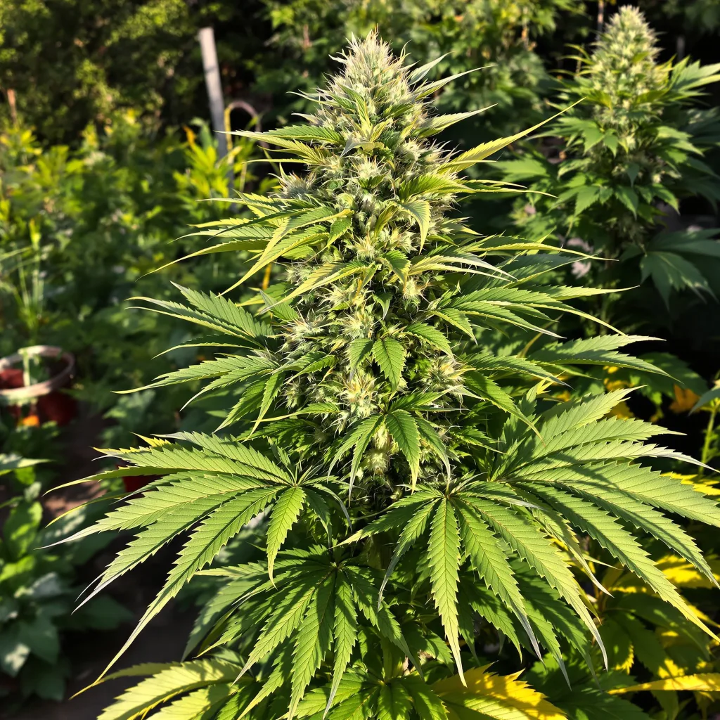 Chemo 66% Indica / 34% Sativa — Blüte mit sichtbaren Trichomen