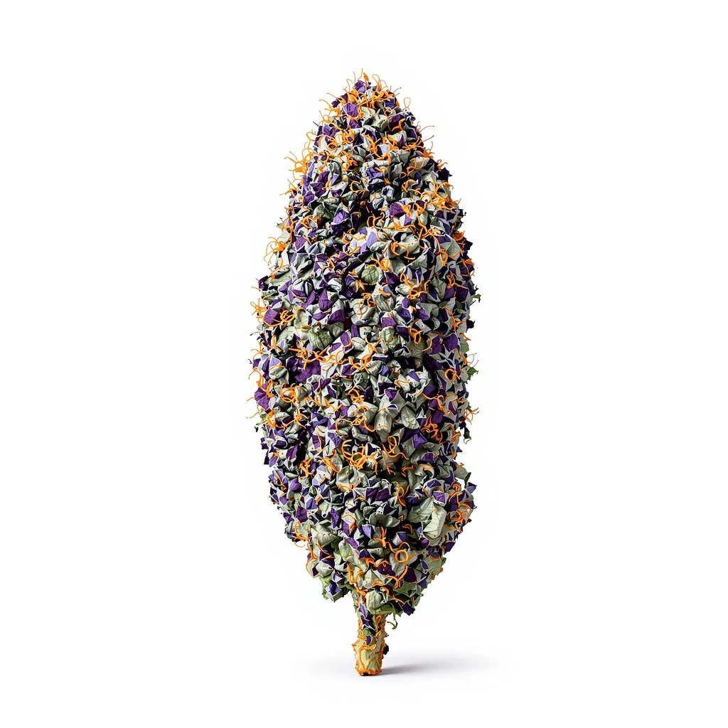 Chemo 66% Indica / 34% Sativa — Blüte mit sichtbaren Trichomen